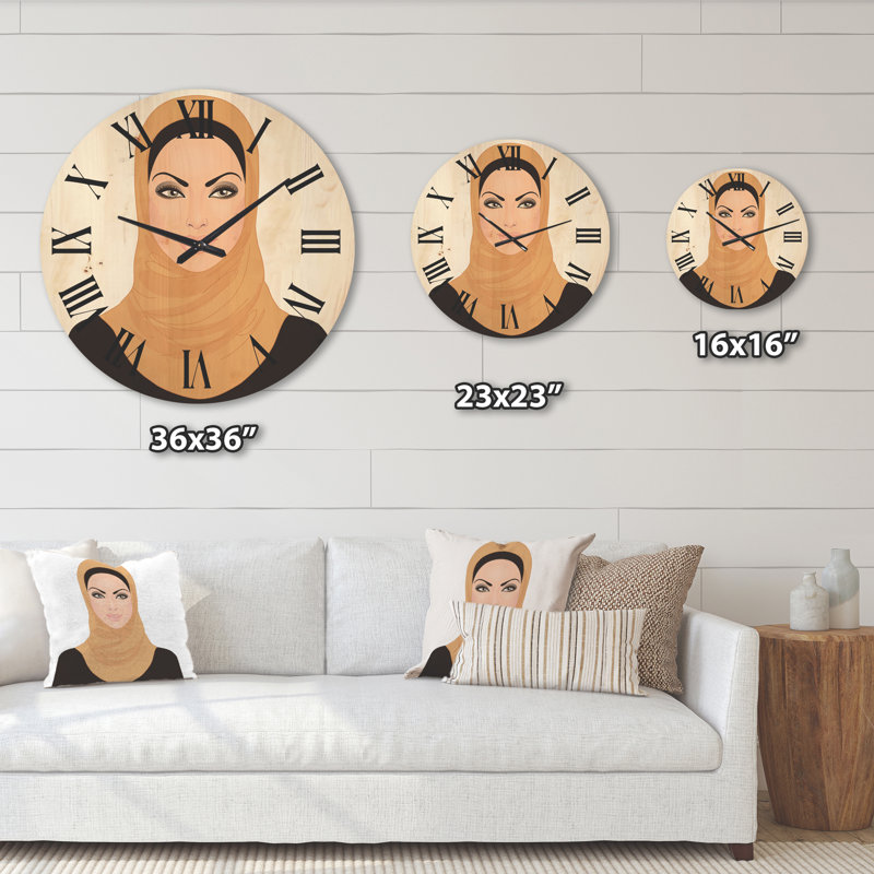 Horloge murale en bois Hijab, Grand