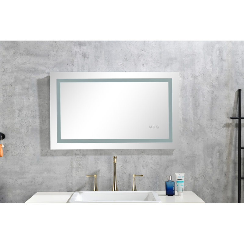 Miroir de salle de bain 40 po x 28 po à DEL avec façade et rétroéclairage (miroir inclus seulement)