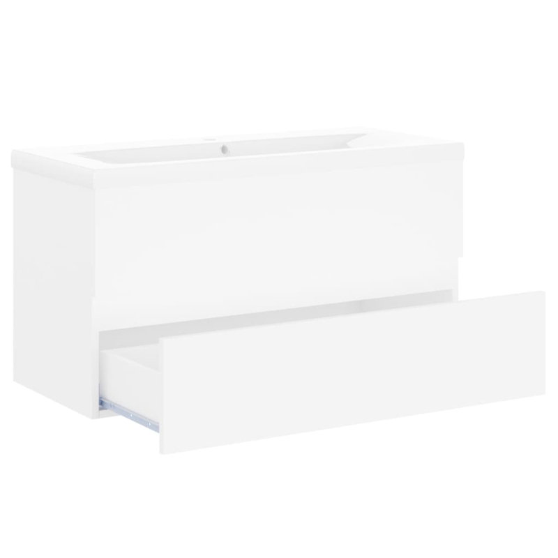 Ebern Designs Audri 900mm L x 385mm W Ceramic Rectangular Sink with Overflow, White
