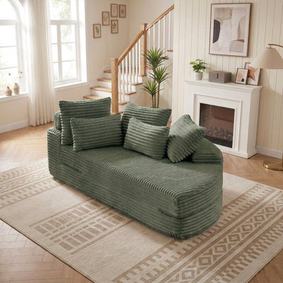 Canapé-lit et fauteuil inclinable semi-circulaire 2 en 1 de 78,5 pouces avec 5 coussins, aucun assemblage requis