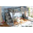 Twin Size Loft Bed With Built-In Wardrobe And Storage Space, Solid Wood Loft Bed With Beside Shelves, Full-Length Guardrails And Stairs, No Box Spring Needed, Gray-1433747158-1433747145
