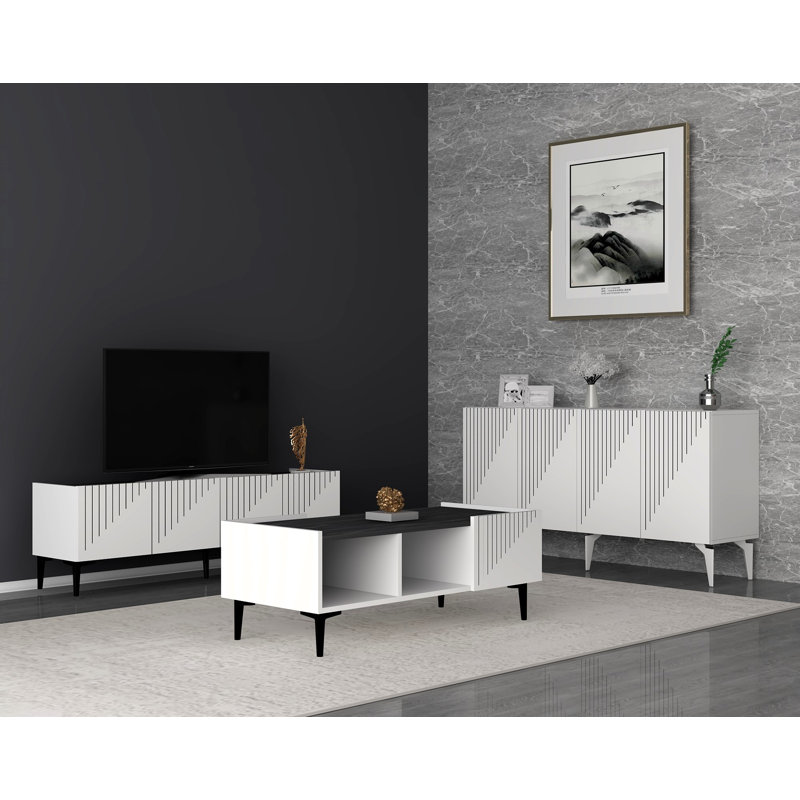 Fechteler 3 Piece Coffee Table Set, White