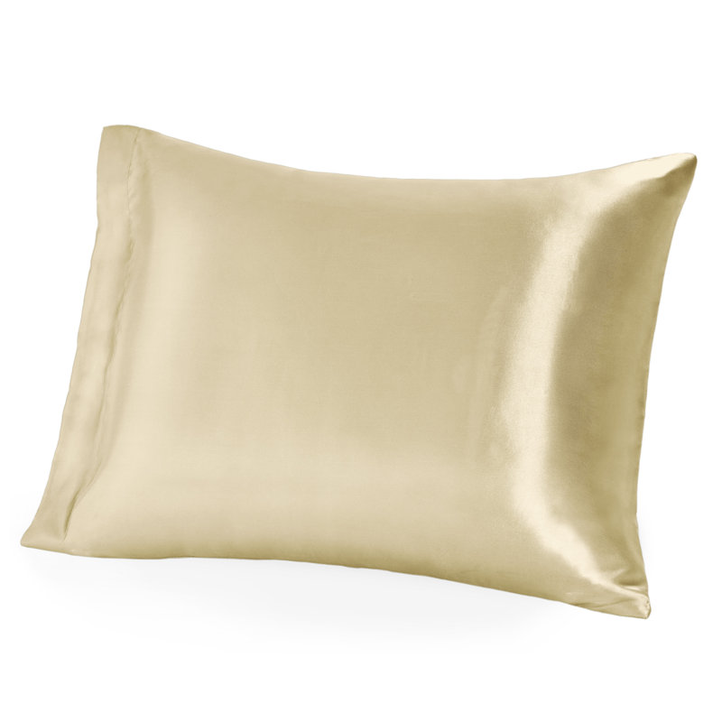 100% Mulberry Silk Pillowcase Zipper Closure, Champagne, 1 Queen Pillowcase