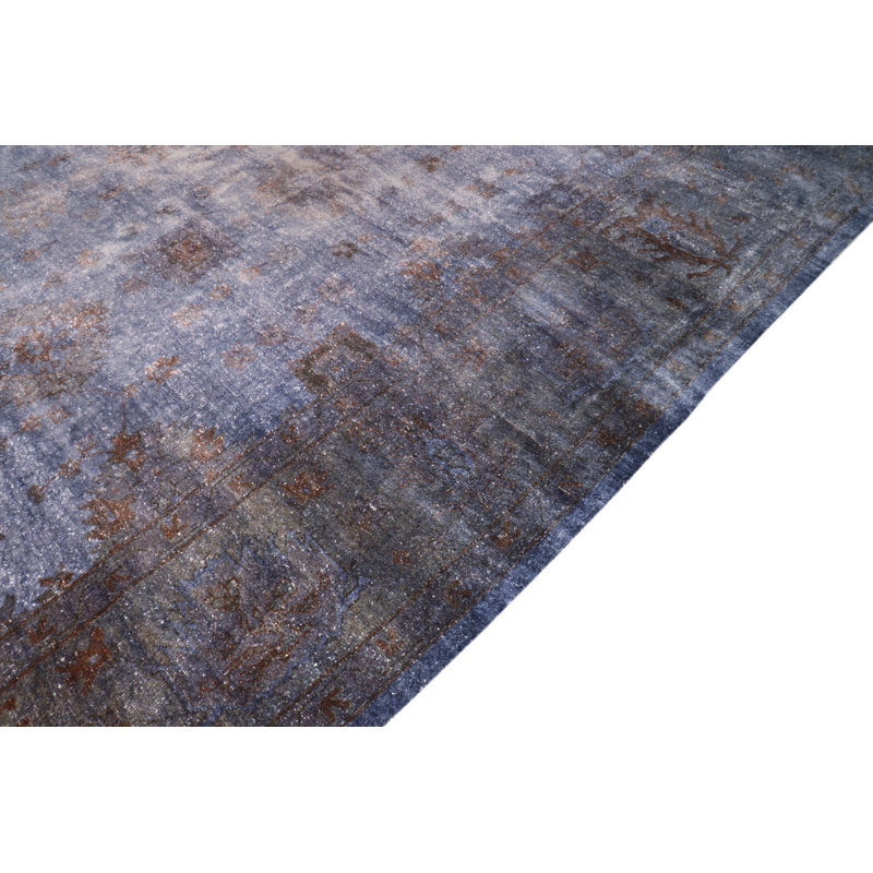 Hand-Knotted Blue Wool Area Rug 11'11" x 12'4"