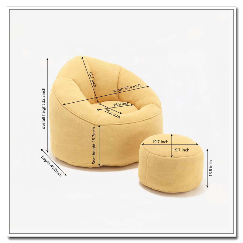 Fauteuil à billes rembourré, Jaune