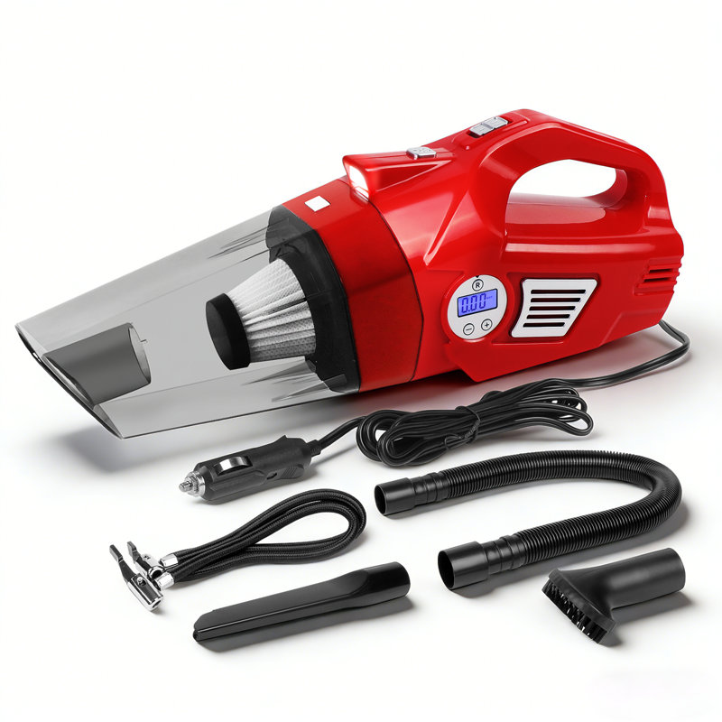 Aspirateur de voiture, mini aspirateur portatif 5500PA avec lumière DEL, filtre HEPA, tasse à poussière et compresseur d'air