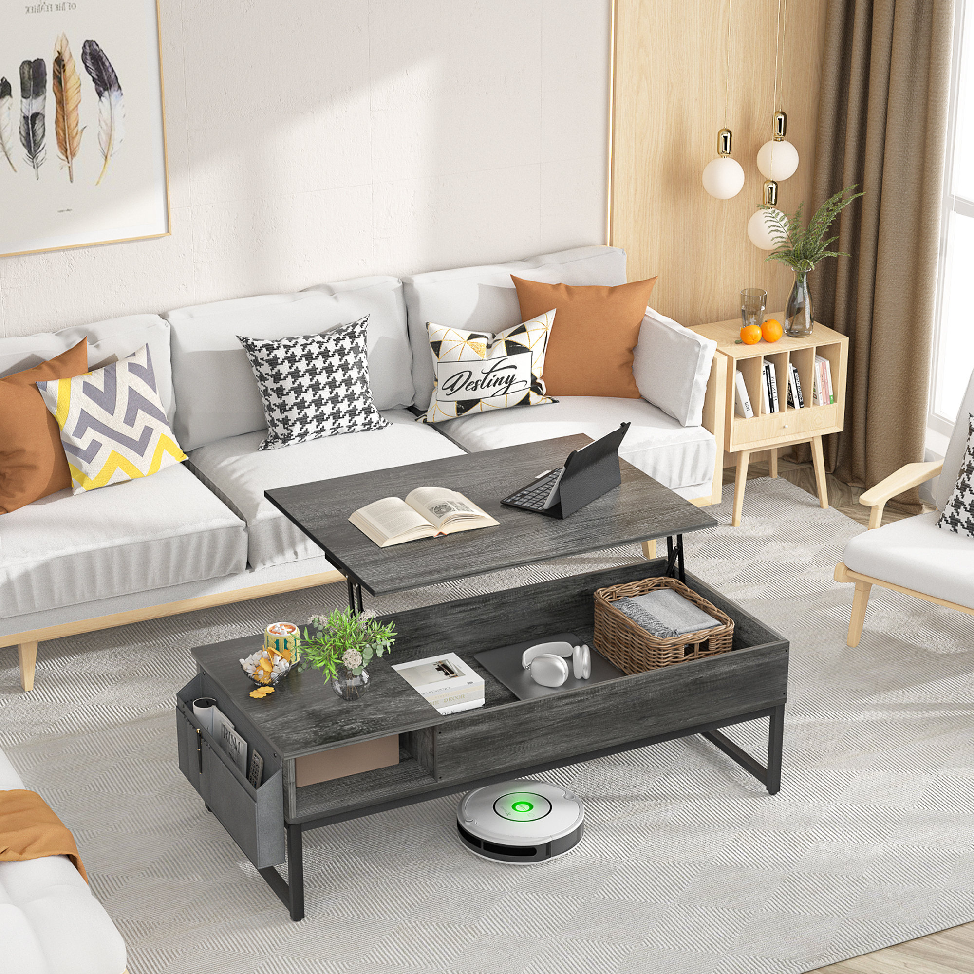 17 Stories Merriwood Lift Top Extendable Coffee Table With Storage | Wayfair