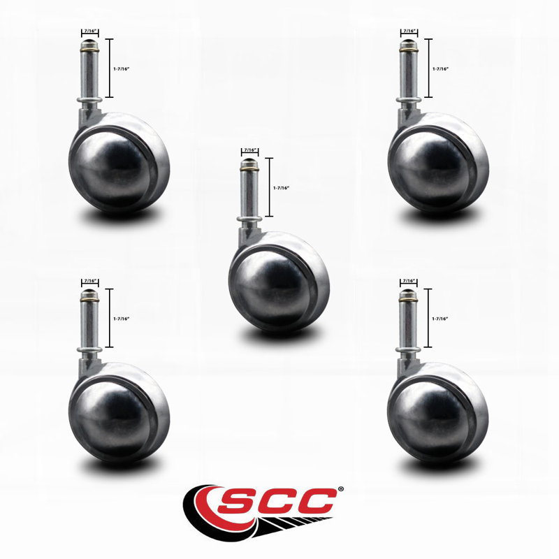 Grip Ring Stem Caster, Bright Chrome