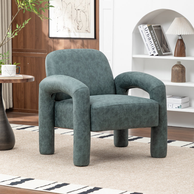Iryanna Upholstered Faux Leather Armchair, Navy
