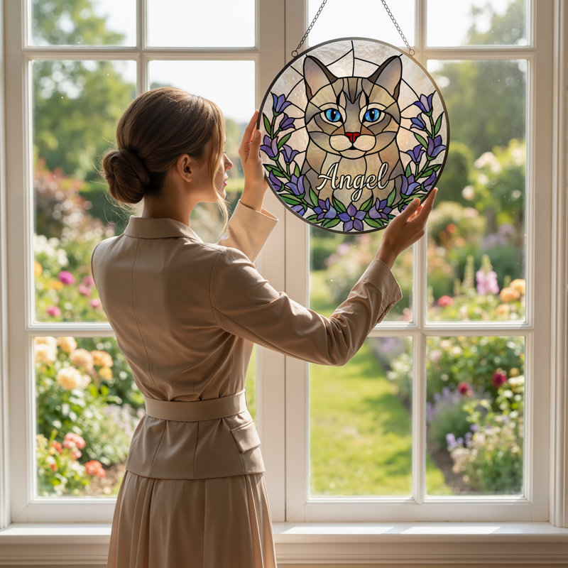 Vitrail de vitrail pour chat H 7,8 po, H 7,8 po x l 7,8 po