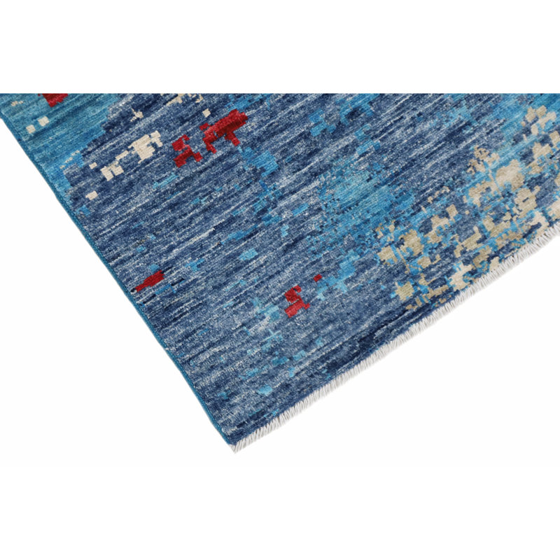 Hand Knotted Wool Area Rug in Multi