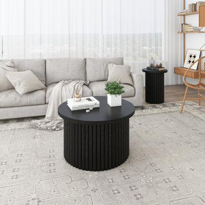 Black Modern Coffee Tables Of 2 - &iron Side For Comfortable Living Room Table Charming Decor by Ivy Bronx
