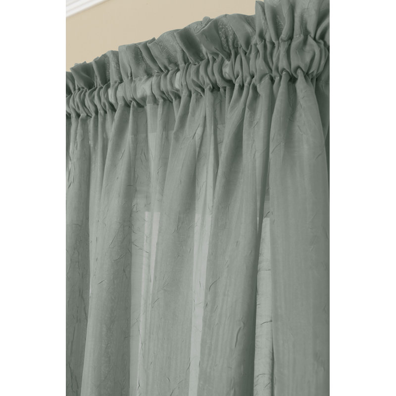 Canizales 100% Polyester Sheer Crushed Voile Solid Color Curtain Panel with Rod Pocket Top, 52" W x 84" L, Light Blue