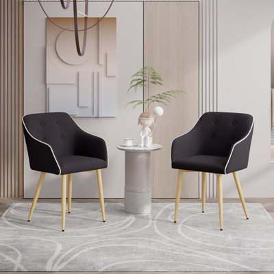 Ensemble de 2 chaises de salle à manger de style Mid-Century moderne avec pieds en métal au fini bois