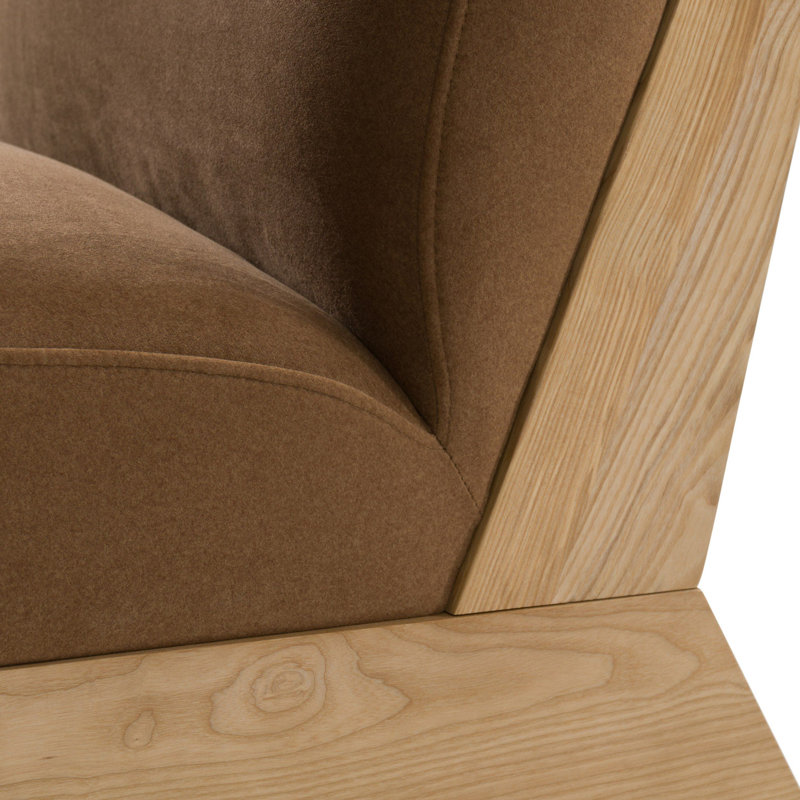 Vance - Fauteuil d'appoint moderne en tissu et bois, Polyester brun