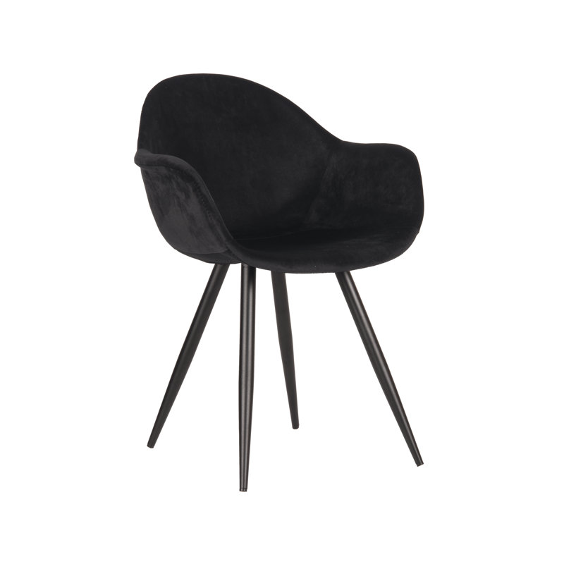 Feather 49cm H Velvet Upholstered Armchair, Black