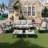 7-Piece Outdoor Conversation Set with 360° Swivel Rocking Chairs, Sofa, Coffee Table, and Ottoman-1401236605