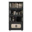 Retro Black 4-tier Folding Storage Cabinet With Doors And Wheels – 20" Wide Stackable Plastic Organizer For Living Room, Office, Dorm, Space-saving Design
