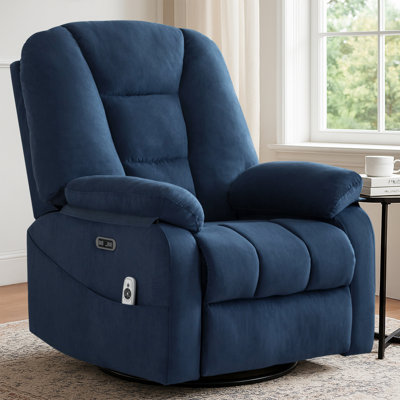 Latitude Run® Oversized Power Swivel Rocker Recliner Chair for Adults  with Heat and Massage