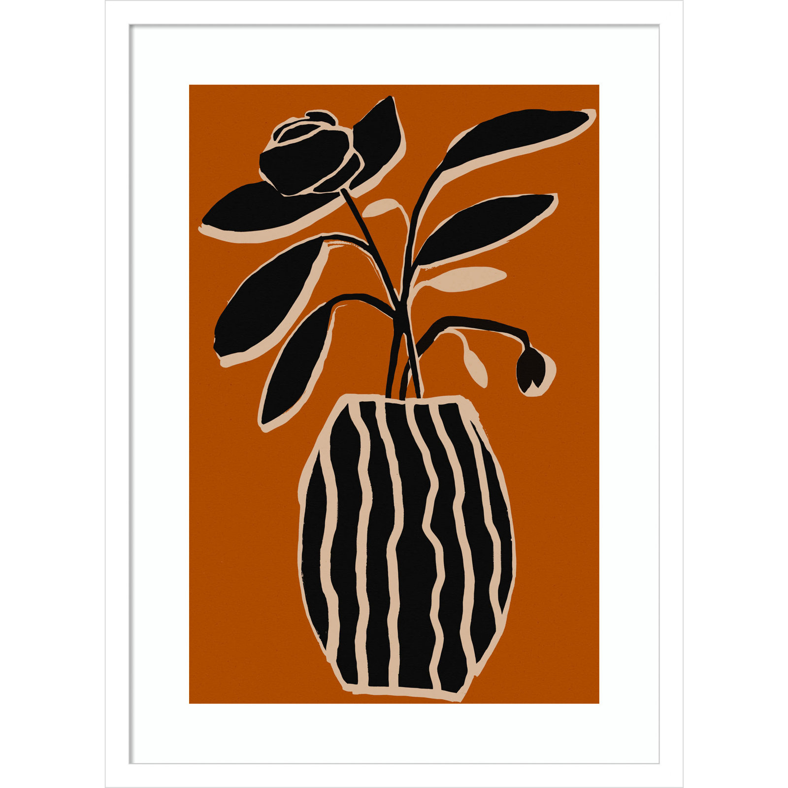 Ochre Still Life No 5 by Treechild, White Framed, 25" H x 19" W x 1" D