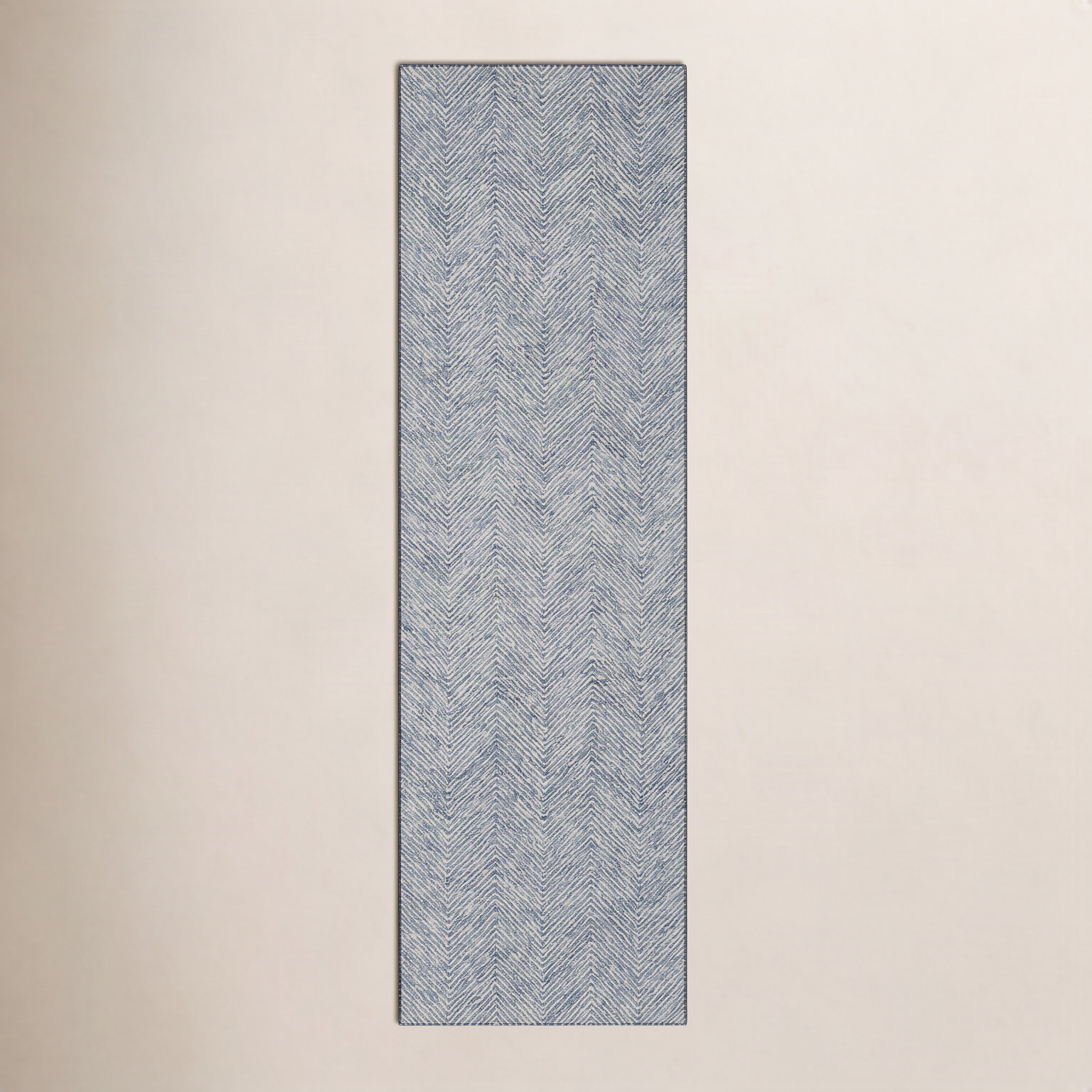Wheaton Blue Beige Hand-Tufted Wool Rug, Runner 2'3" x 8'