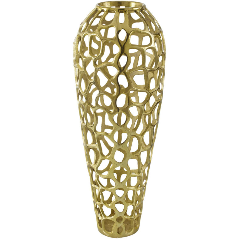 Vase décoratif Natalyia, Or, H 32 po x l 12 po x P 12 po