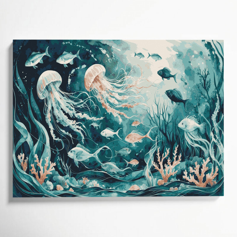 Art nautique sur toile vert, H 24 po x l 36 po