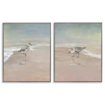 «Shorebirds on the Sand», ensemble de 2 impressions giclées encadrées, design par Danhui Nai