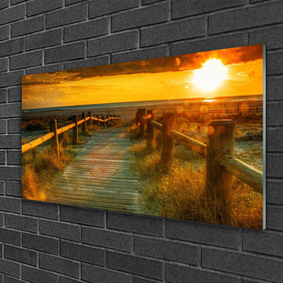 Glass Print Wall Art 100X50cm Image Printed On Glass Decorative Wall Picture Behind Toughened / Tempered Safety Real Glass For Kitchen & Living Room Theme: Sun Way Architecture