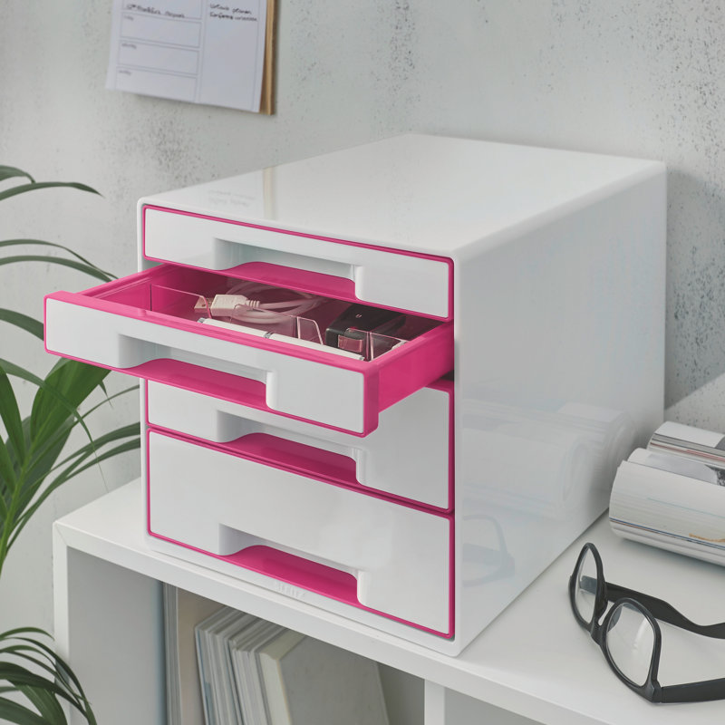 Wow Plastic Paper Organiser, White/Pink