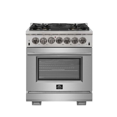 Capriasca 30-inch Dual Fuel Range Stainless Steel, 5 Burners, 4.32 cu.ft. True Convection Oven -  Forno, FFSGS6187-30