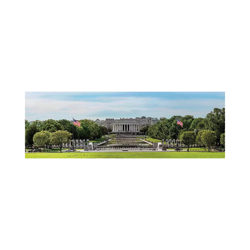 View Of Lincoln Memorial And National World War II Memorial, Washington D.C., USA - Wrapped Canvas Panoramic Print