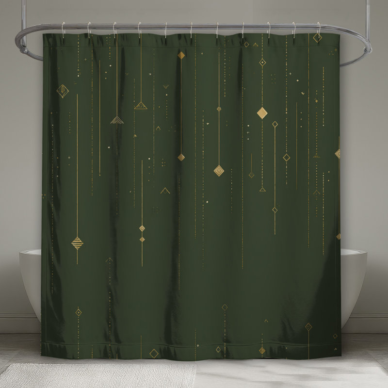 Rideau de douche Lines - Décoration de salle de bain abstraite Art déco, L 70 po x H 84 po