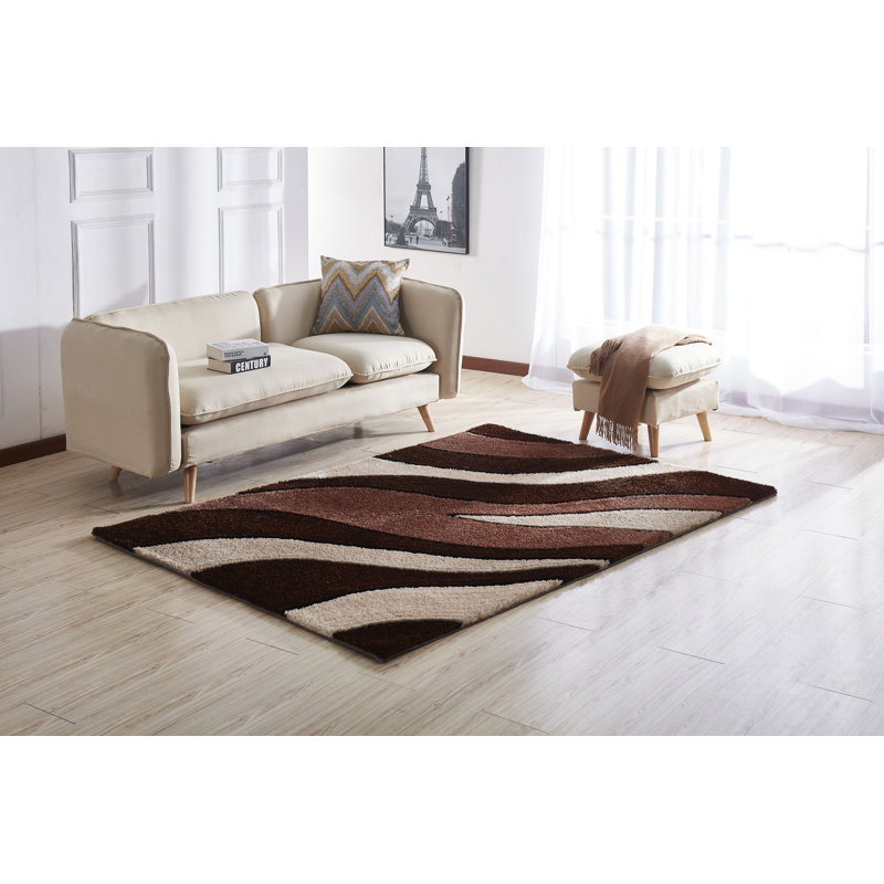 Tapis brun / beige touffeté à la main Neligh, Rectangle 5 pi x 7 pi