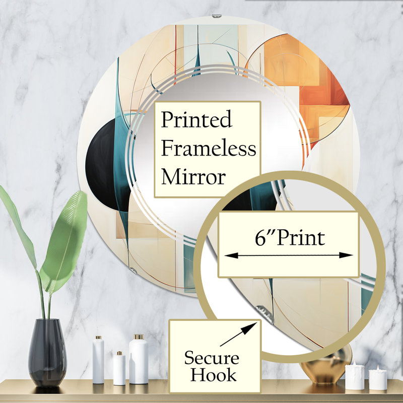 Carnduff - Miroir mural Mid-Century rond, 32 po x 32 po