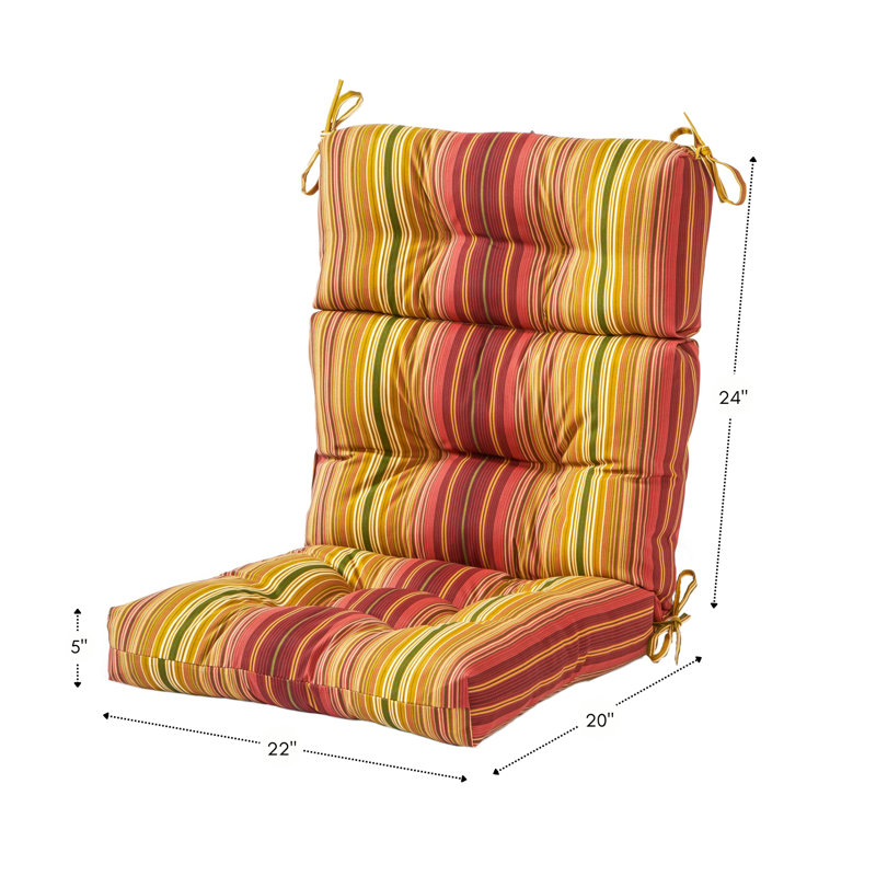 Lester Outdoor High Back Chair Cushion, Kinnabari Stripe, 1
