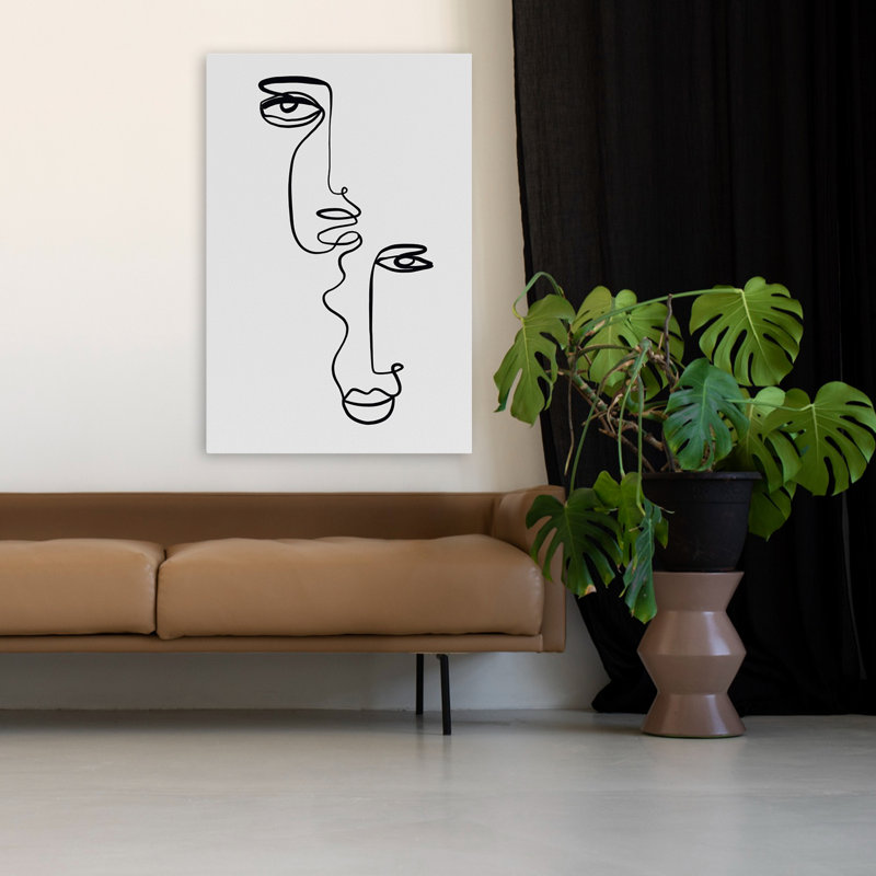Visage 2 - Art figuratif minimaliste abstrait, H 48 po x l 32 po
