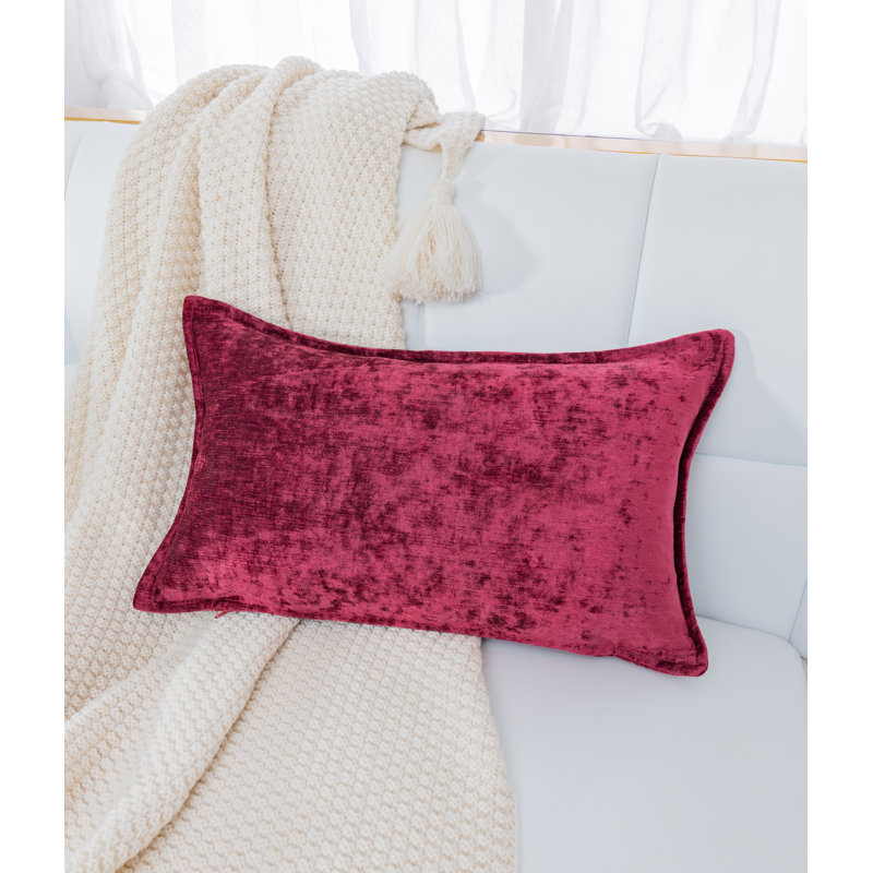 Nicole Rectangular Chenille Pillow Cover & Insert, Red