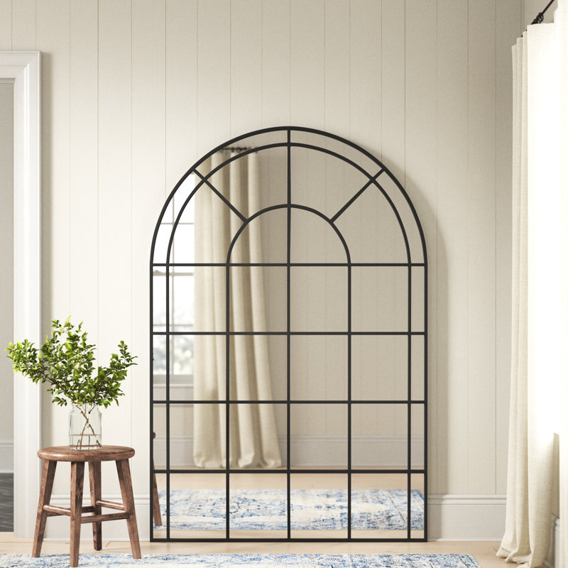 Etienne Metal Wall Mirror, Satin Black