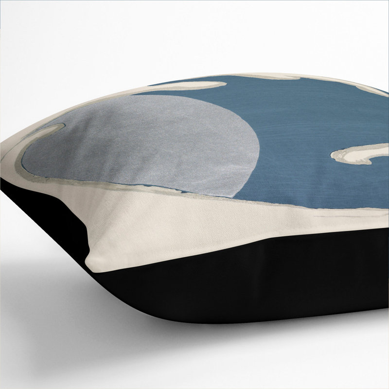 Waves and Sun Scatter Cushion, 55cm H x 55cm W x 20cm D, Black