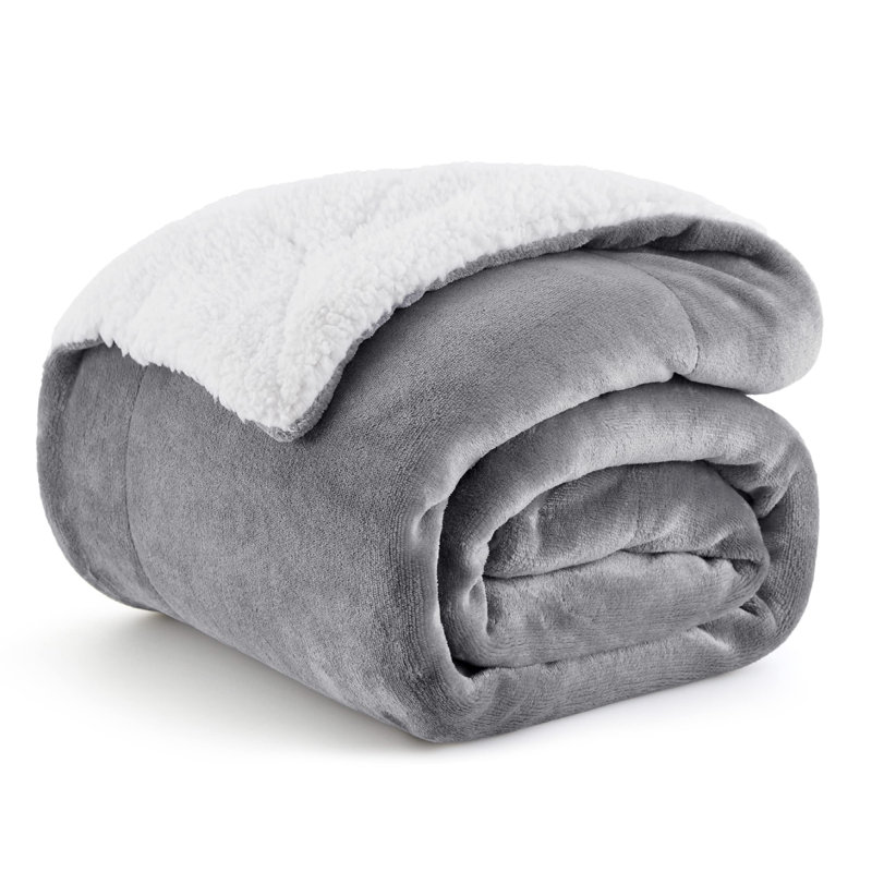 Bedsure Soft Sherpa Fleece Throw Blanket, Grey, 150cm x 200cm