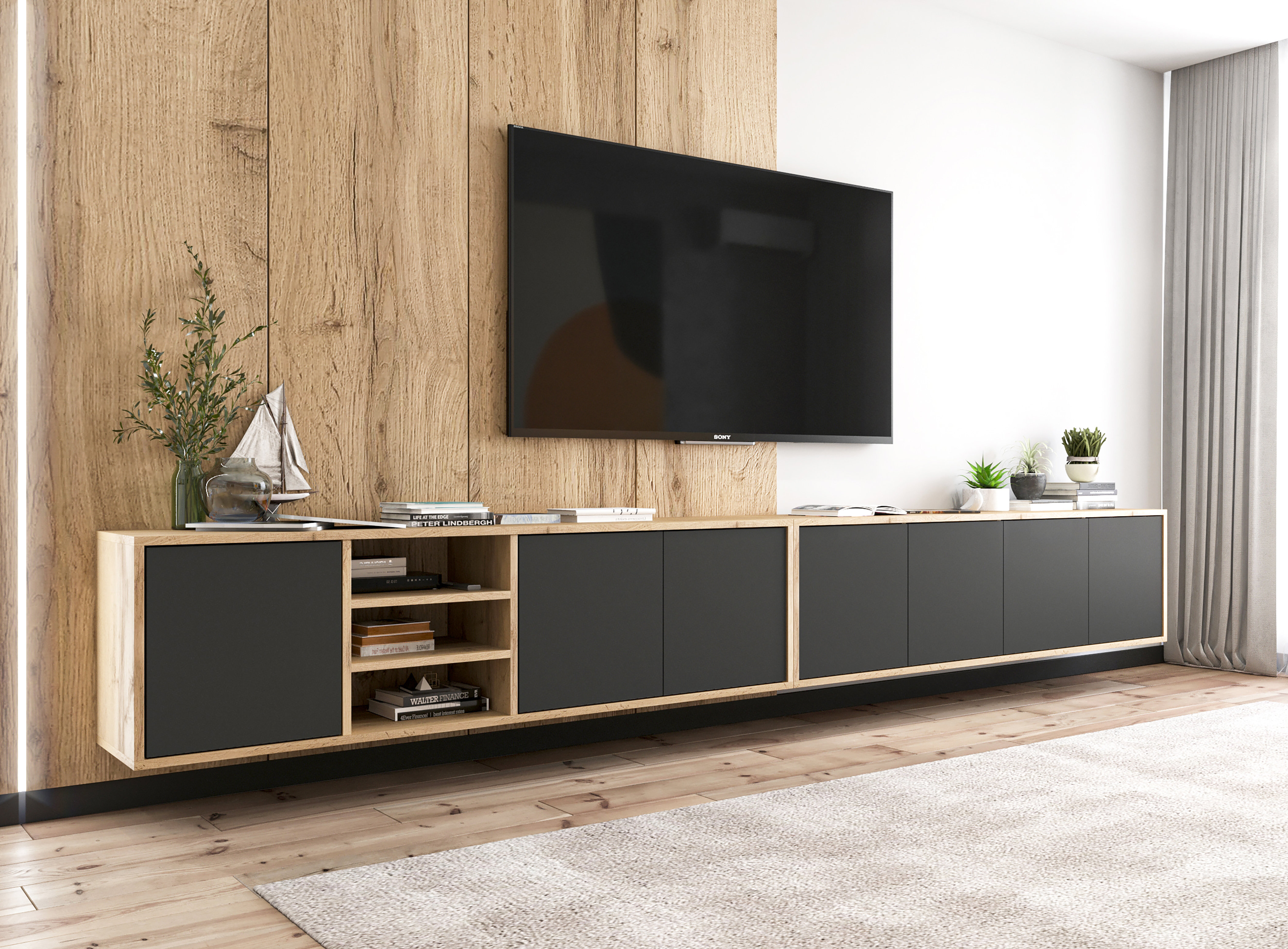 Ebern Designs Creeve Floating Tv Stand For Tvs Up To Wayfair Ie