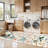 2x6 Washable Hallway Runner Rug: Floral Kitchen Rugs with Non-Slip Backing Vintage Low Pile Entryway Carpet for Living Room Bedroom Soft Water Resisitant Floor Mat for Bathroom Laudry(2x6,Cream)-302078922-331089030