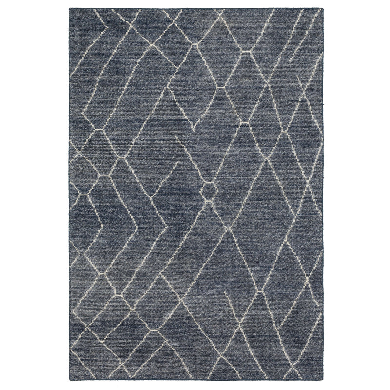 Tapis bleu tissé à la main Spartel, Rectangle 8 pi x 10 pi