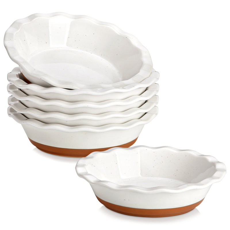MALACASA Round Stoneware 6 Piece Ramekin / Soufflé Dish Bakeware Set
