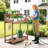 HDPS 3-layer Outdoor Garden Potting Bench Table with 4 Side Hooks