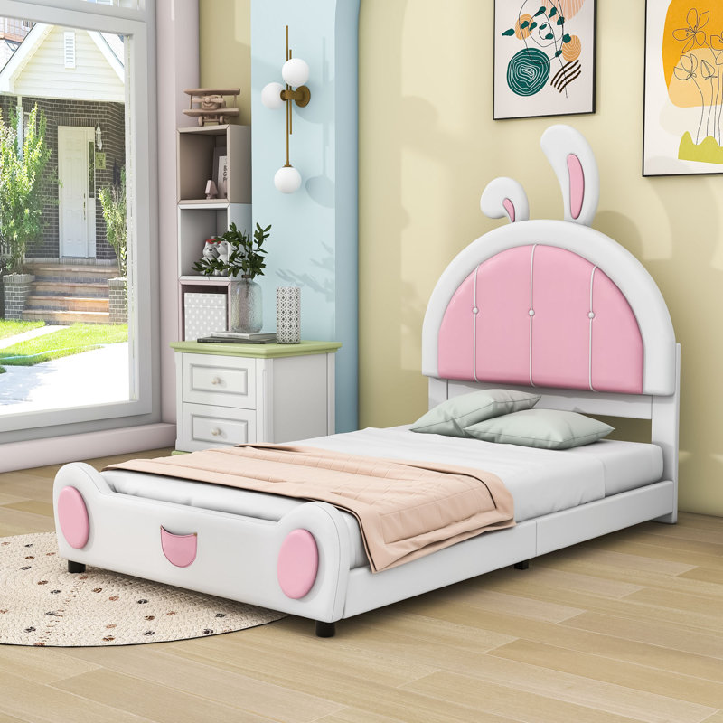 Lit plateforme en cuir Ancika, Blanc