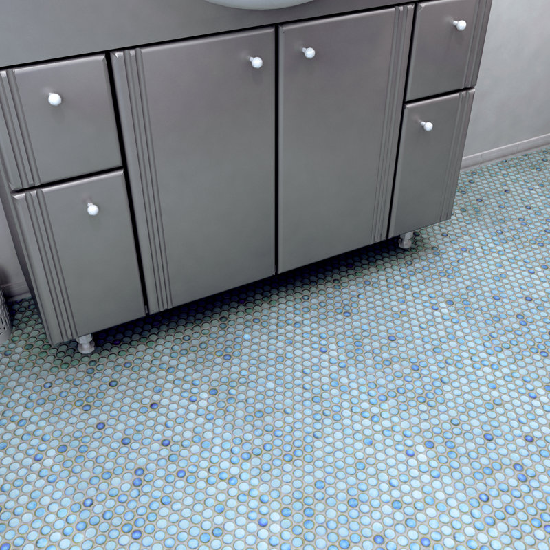 Hudson Penny Round .80" x .80" Porcelain Penny Round Mosaic Wall & Floor Tile, Marine