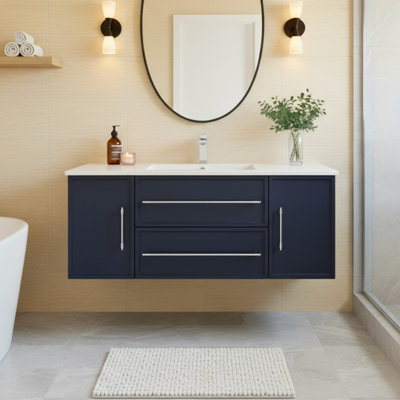 Ensemble de meuble-lavabo mural simple 48 po avec plateau en marbre Milano