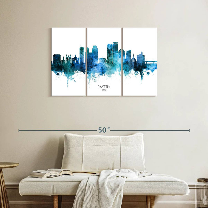 Dayton Ohio Skyline III, H 24 po x l 38 po